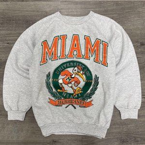 Vintage NCAA Miami Hurricanes Logo Sweatshirt, University of Miami Shirt